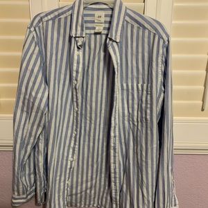 H&M Blue and White Striped Button Down